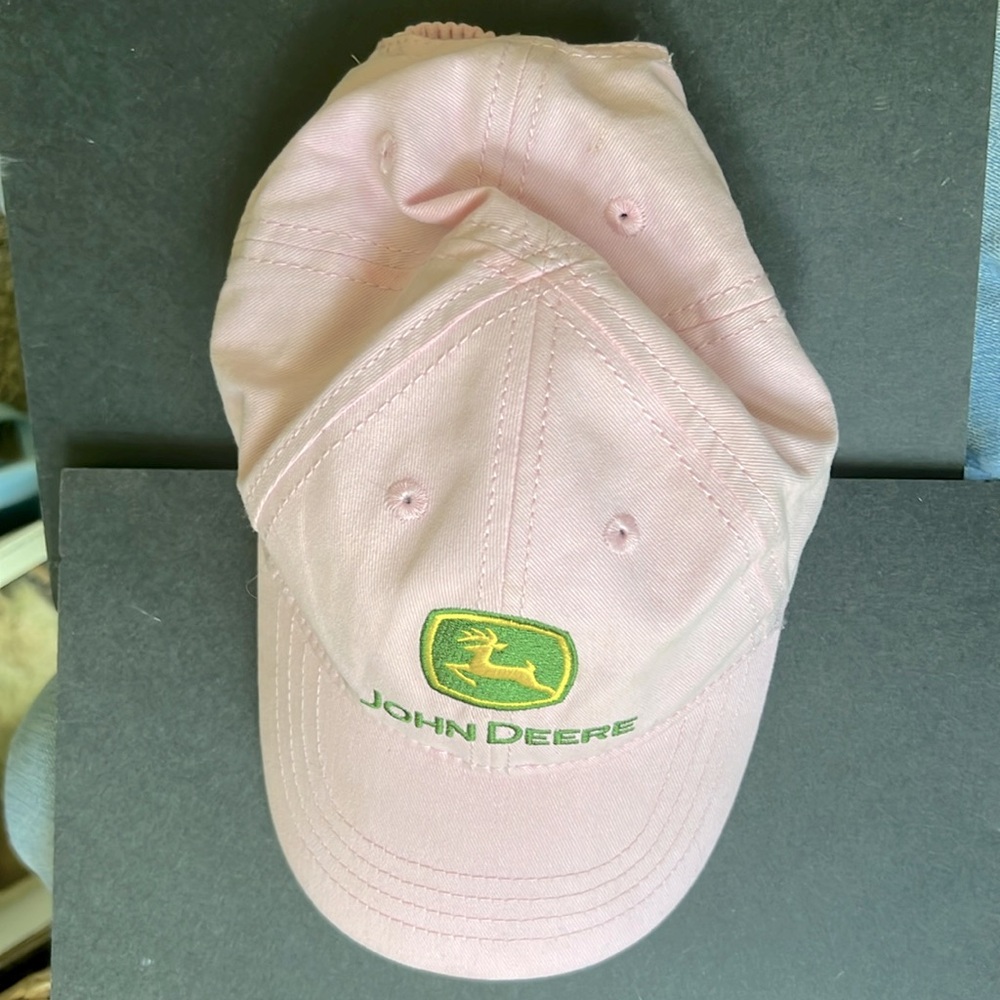 John Deer Youth Girls Adjustable Size Cap Hat PINK Green Yellow